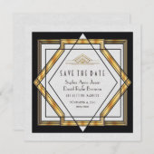 Geweldige Gatsby Gold White Art Deco Opslaan datum Save The Date (Voorkant / Achterkant)