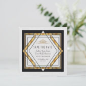 Geweldige Gatsby Gold White Art Deco Opslaan datum Save The Date (Staand voorkant)