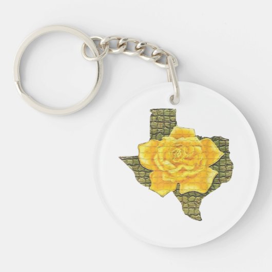 Geweldige gele roos van de Texas Pattern-bloem Sleutelhanger (Voorkant)