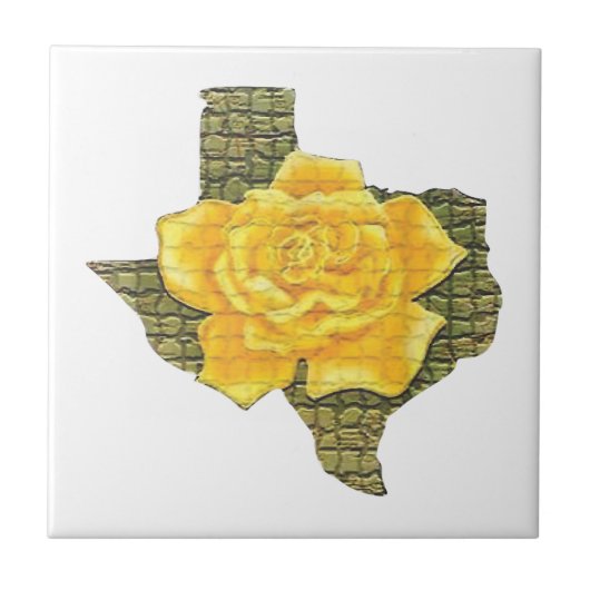 Geweldige gele roos van de Texas Pattern-bloem Tegeltje (Voorkant)