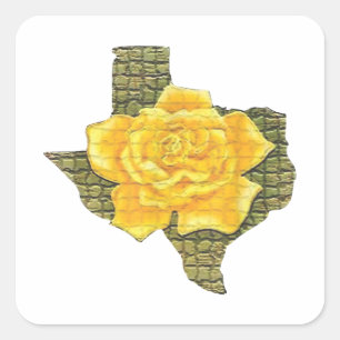 Geweldige gele roos van de Texas Pattern-bloem Vierkante Sticker