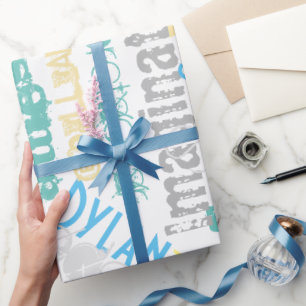 Geweldige Gepersonaliseerde Blues Groenen Elke Gel Cadeaupapier
