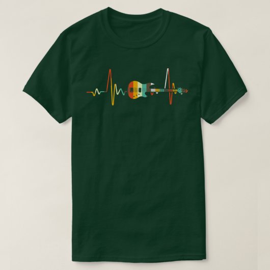 Geweldige gitaar Heartbeat Musici Musical T-shirt (Design voorkant)