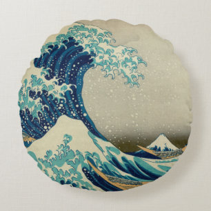 Geweldige golf van Kanagawa en Japanse kunst /Japa Rond Kussen