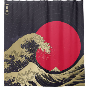 "Geweldige golf van kanagawa". Hokusai, Japanse go Douchegordijn