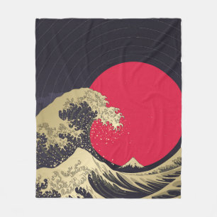 "Geweldige golf van kanagawa". Hokusai, Japanse go Fleece Deken