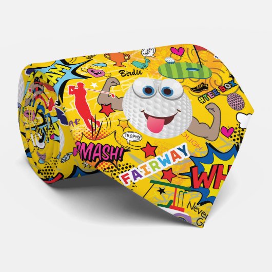 ⛳️ Geweldige golfmix geel 💛 Stropdas (Opgerold)