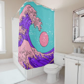 Geweldige golven in de Vaporwave Pop Art-stijl. Ui Douchegordijn (In situ)
