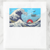 Geweldige golven rechthoekige sticker (Tas)