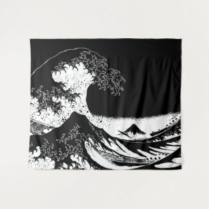 Geweldige golven van Kanagawa Black en White Wandkleed