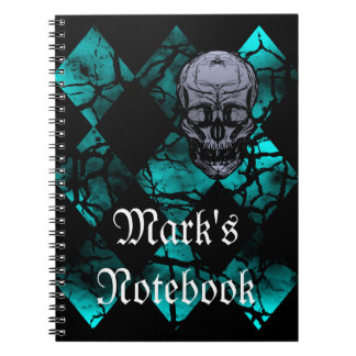 Geweldige Gothic Skull en Diamond Pattern-laptop Notitieboek