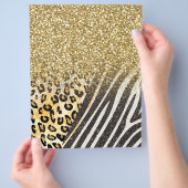 Geweldige goudluipaard en zebra-druk flyer (Hand)