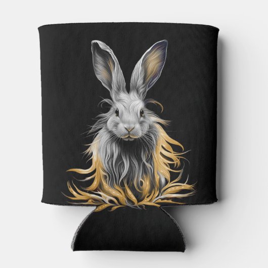 Geweldige grijs konijn in brand blikjeskoeler (Achterkant)