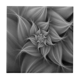 Geweldige grijze bloemfractal tegeltje