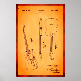 Geweldige Guitar Patent Art Cool and Retro Poster