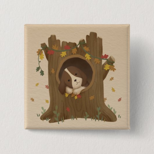 Geweldige herfst: Beagle Vierkante Button 5,1 Cm (Voorkant)
