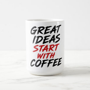 Geweldige ideeën beginnen met koffie koffiemok