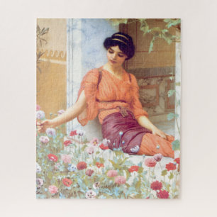 Geweldige Italiaans meisje met zomerbloemen Legpuzzel