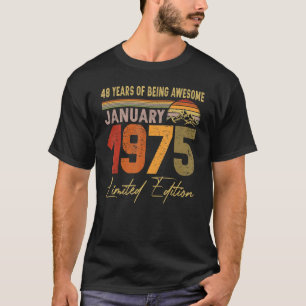 Geweldige januari 1975 48e verjaardag 48 jaar t-shirt