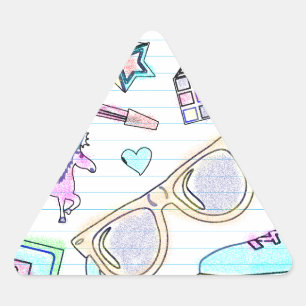 Geweldige jaren tachtig Kleurboek Patroon Driehoek Sticker