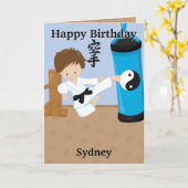 Geweldige Jongens Karate Kleurplaat Happy Birthday Kaart (Gele Bloem)