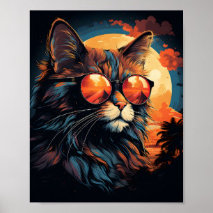 Geweldige kat draagt zonnebril Funny Cat Poster