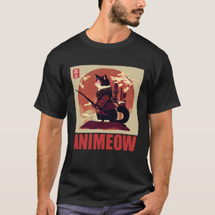 Geweldige kat in samoerai-pantser voor Japanse cul T-shirt