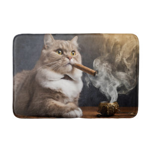 Geweldige Kat Rookt Sigaren Badmat! Badmat