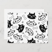 Geweldige Kat zwart-wit feestdag Briefkaart (Voorkant / Achterkant)