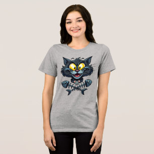 Geweldige kattengezicht Tri-Blend shirt