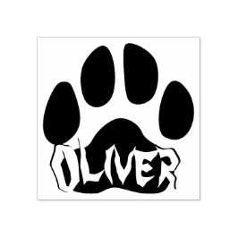 Geweldige kattenpootafdruk met vetgedrukte letters 	rubberstempel