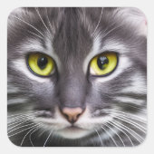 Geweldige kattenportret vierkante sticker (Voorkant)
