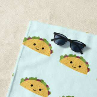 Geweldige Kawaii Smiling Taco Pattern Strandlaken