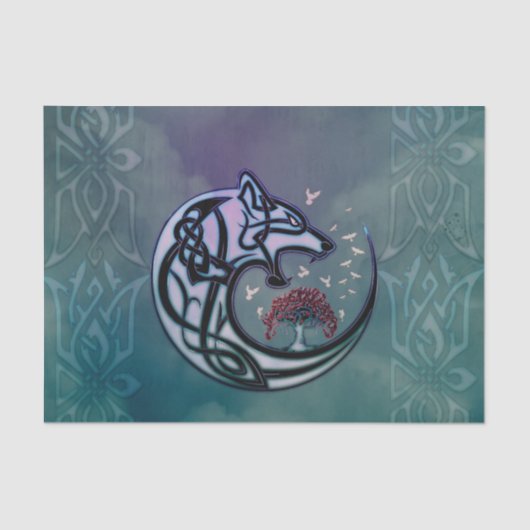 Geweldige Keltische wolf met boom Tissuepapier (Voorkant)