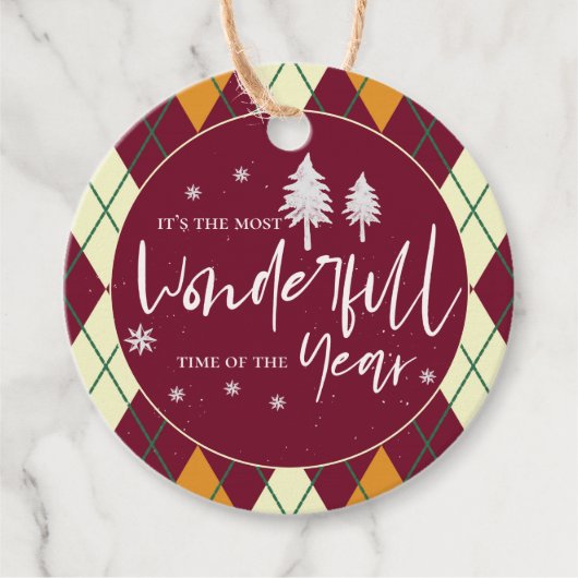 Geweldige kerst van het jaar Argyle Bedankjes Labels (Voorkant)