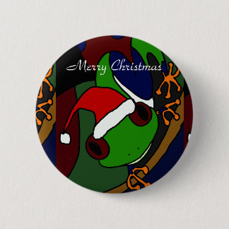 Geweldige kerstkunst met boomkikker ronde button 5,7 cm