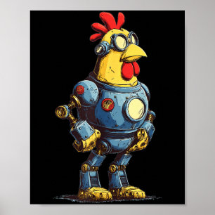 Geweldige kip robot voor toekomstige dierenliefheb poster