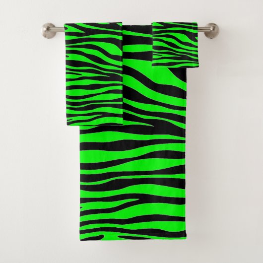 Geweldige kleurencombinatie Lime Green-Zebra Bad Handdoek (Insitu)