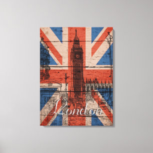 Geweldige koele trendy oude houten grunge Britse Canvas Afdruk