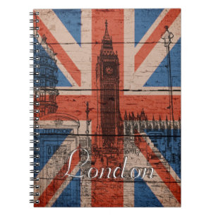 Geweldige koele trendy oude houten grunge Britse Notitieboek
