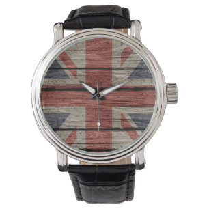 Geweldige, koele trendy oude houthout, U.K. Marker Horloge