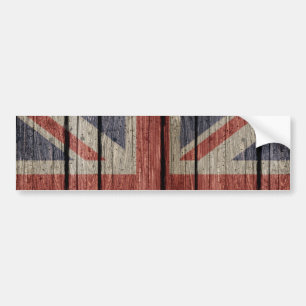Geweldige, koele trendy oude houthout, vlag U.k. Bumpersticker