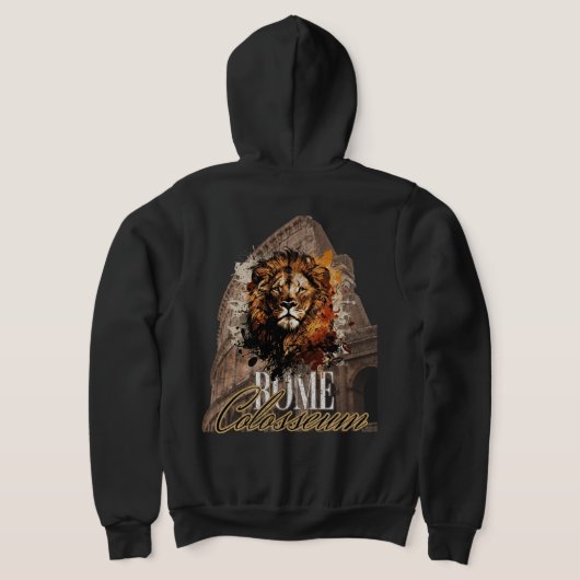Geweldige kunstwerk van leeuw en Colosseum Rome Zw Hoodie (Laag Achter)