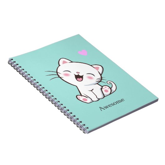 Geweldige Kutkat op licht Blauwgroen Notitieboek (Rechterzijde)