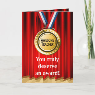Geweldige Leraar Appreciation Gold Award Foto Bedankkaart