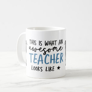 Geweldige leraar modern typografie blauw geschenk koffiemok
