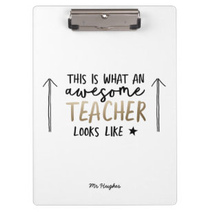 Geweldige leraar moderne typografie goud klembord