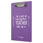 Geweldige leraar moderne typografie paarse klembord (Links)