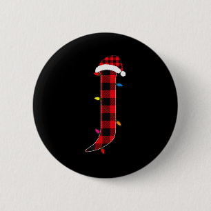 Geweldige Letter J Initiële Naam Buffalo Plaid Ker Ronde Button 5,7 Cm