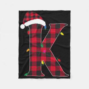 Geweldige letter K Initiaal naam Buffalo Plaid Chr Fleece Deken